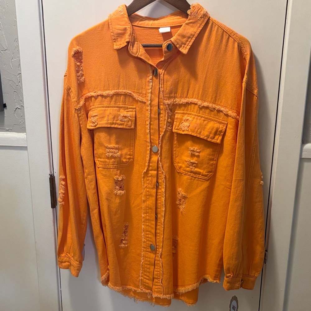 Orange Distressed Men's Shirt